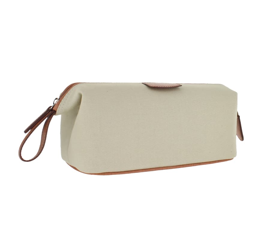 D. R. Harris Beige Canvas and Leather Wash Bag