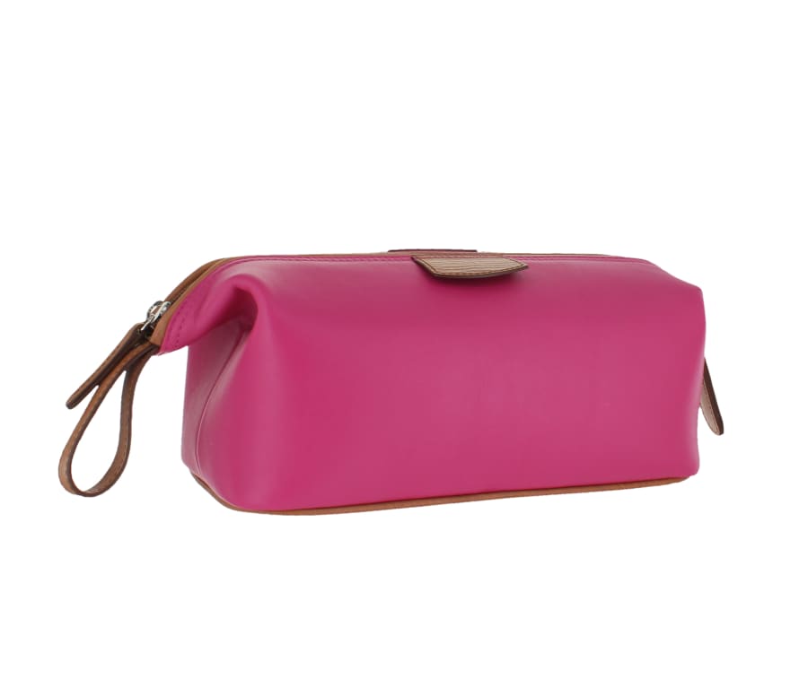 D. R. Harris Leather Wash Bag Pink