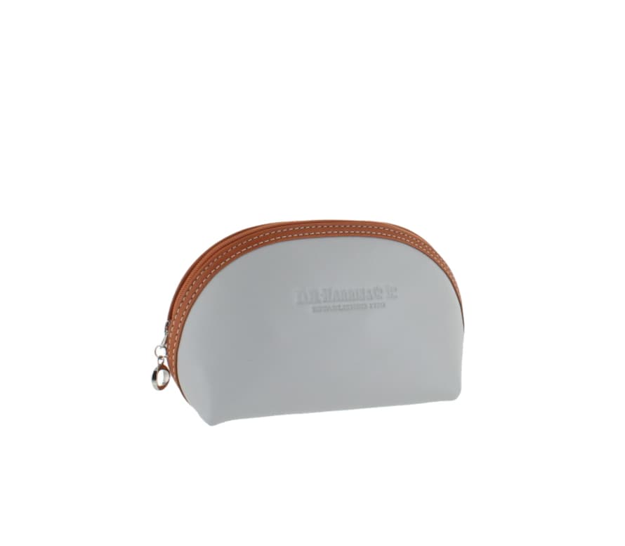 D. R. Harris Small Grey Tan Oval Wash Bag