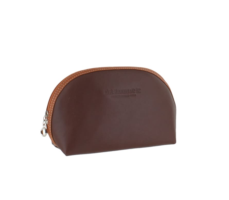 D. R. Harris Large Oval Wash Bag Brown & Tan