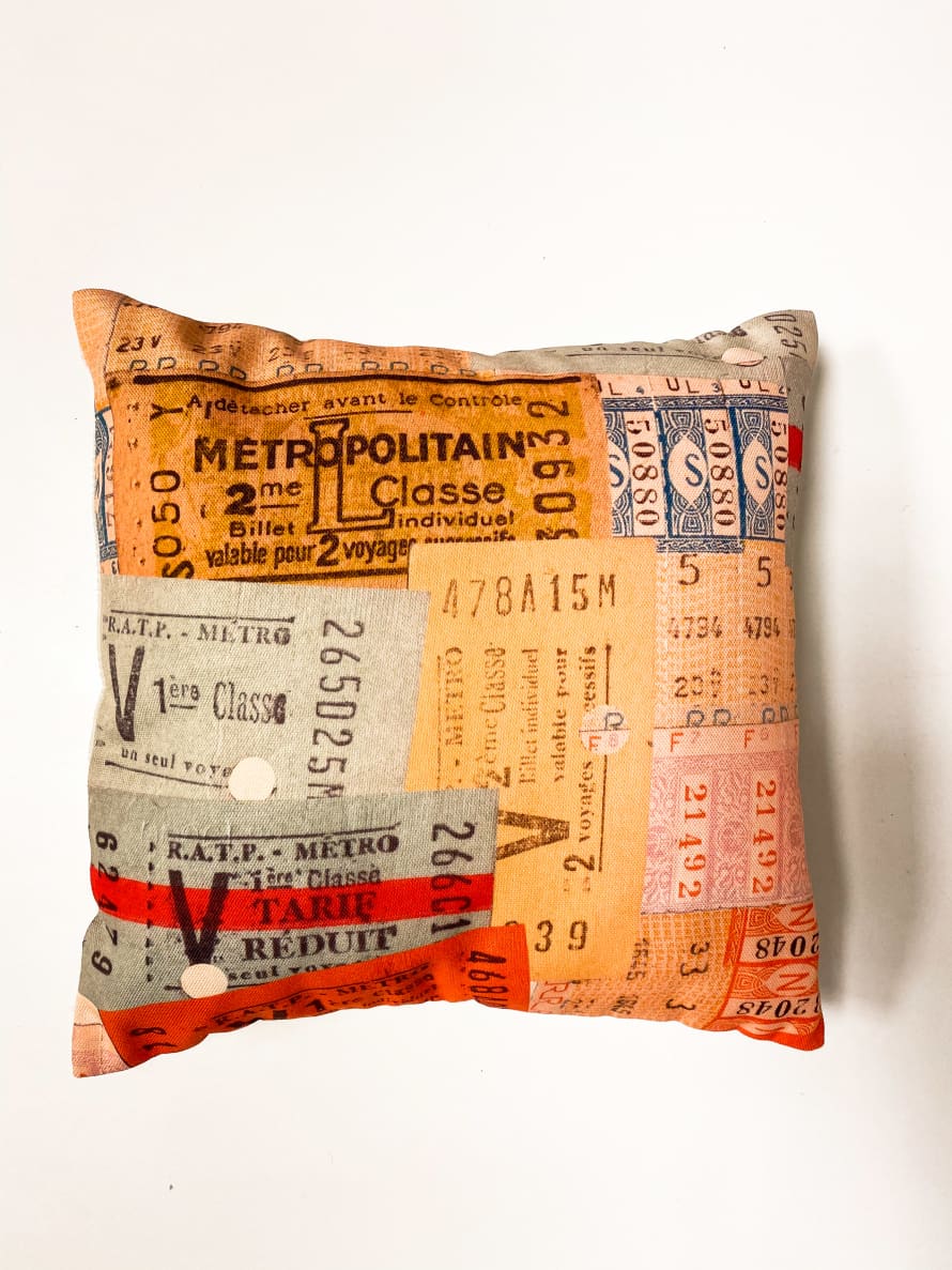 Bonjour Mon Coussin Colorful Tickets Cushion 30 x 30cm