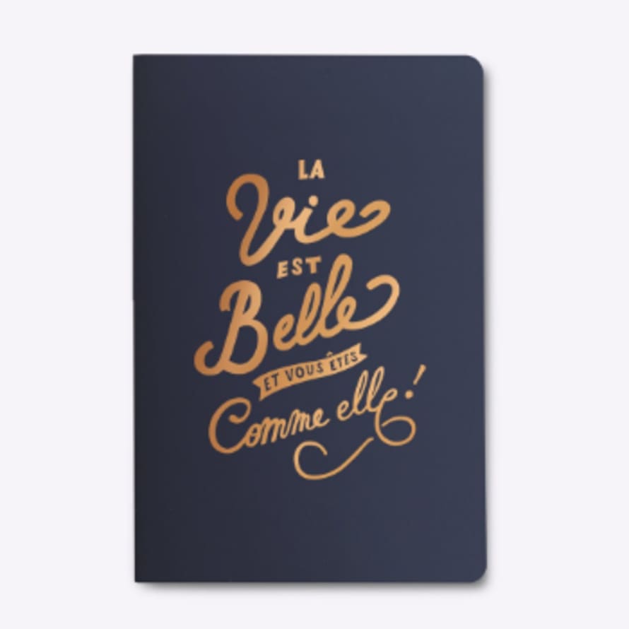 Les Editions du Paon Dark Blue Life is Beautiful Square Back Notebook
