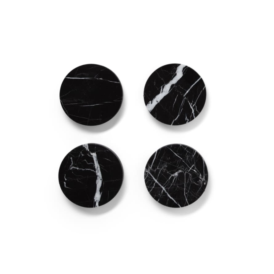 Kiwano Set of 4 Black Marble Round Coasters