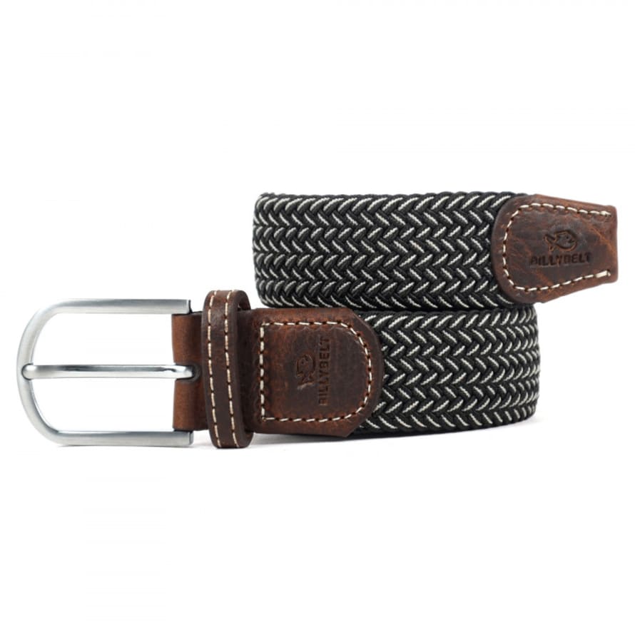 BILLYBELT Black and White Vienna Stretchable Braided Belt 