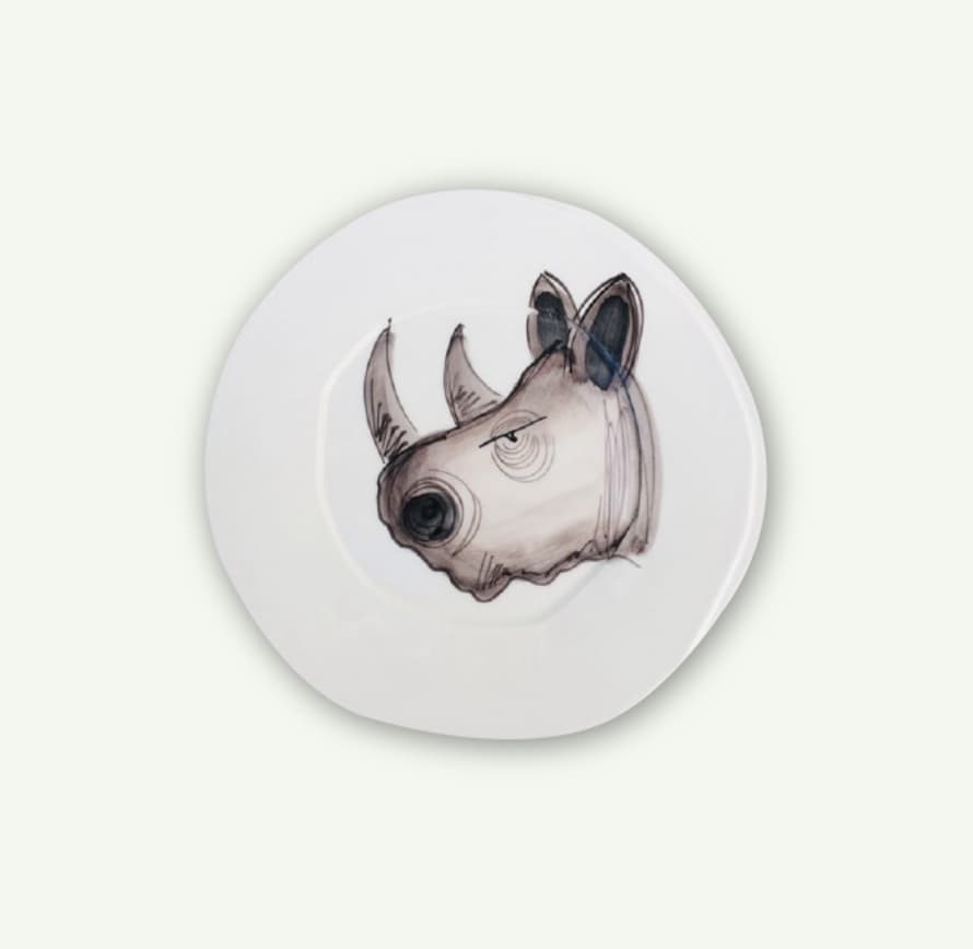 Virginia Casa 27.5cm Rhinoceros Illustration Dish