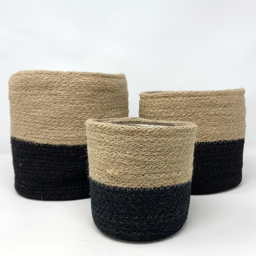 Garden Trading Natural & Black Two Tone Jute Pot - Medium