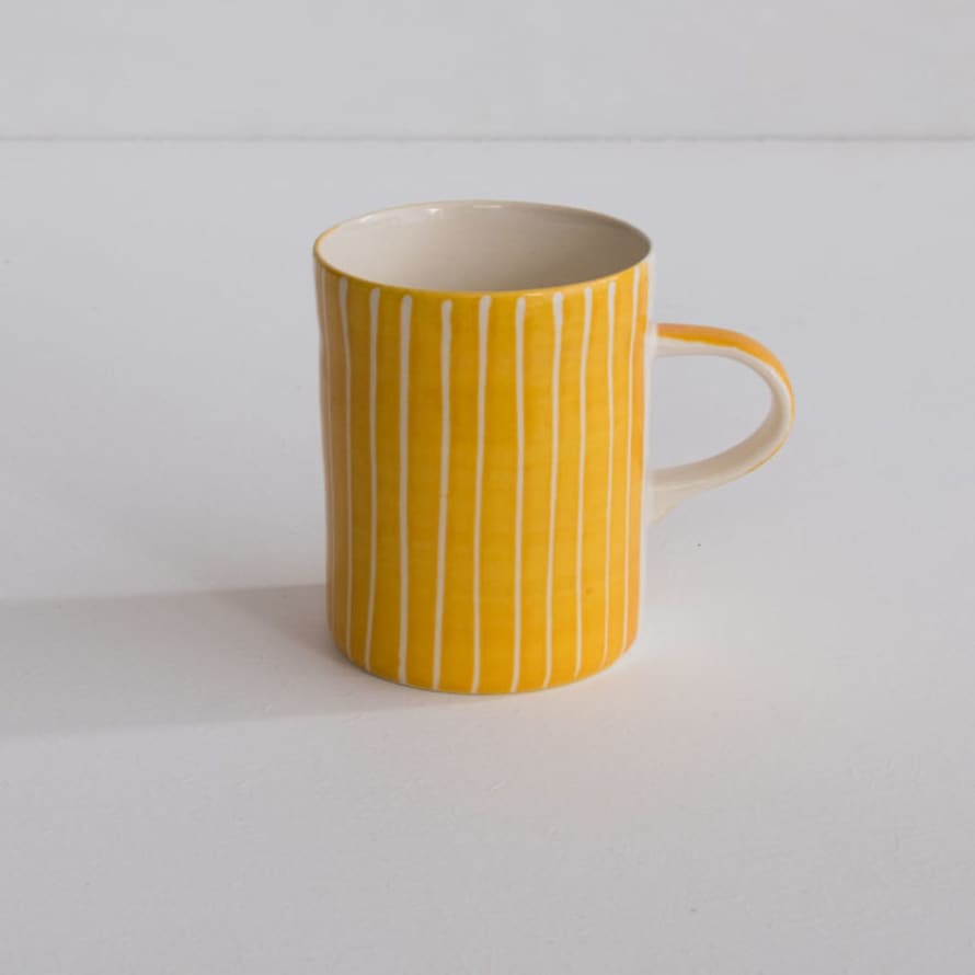 Musango Handmade Turmeric Sgraffito Stripe Demi Mug