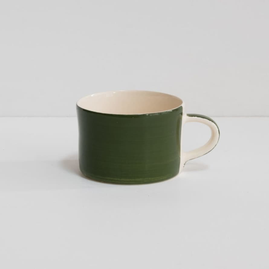 Musango Moss Green Plain Wash Handmade Wide Mug