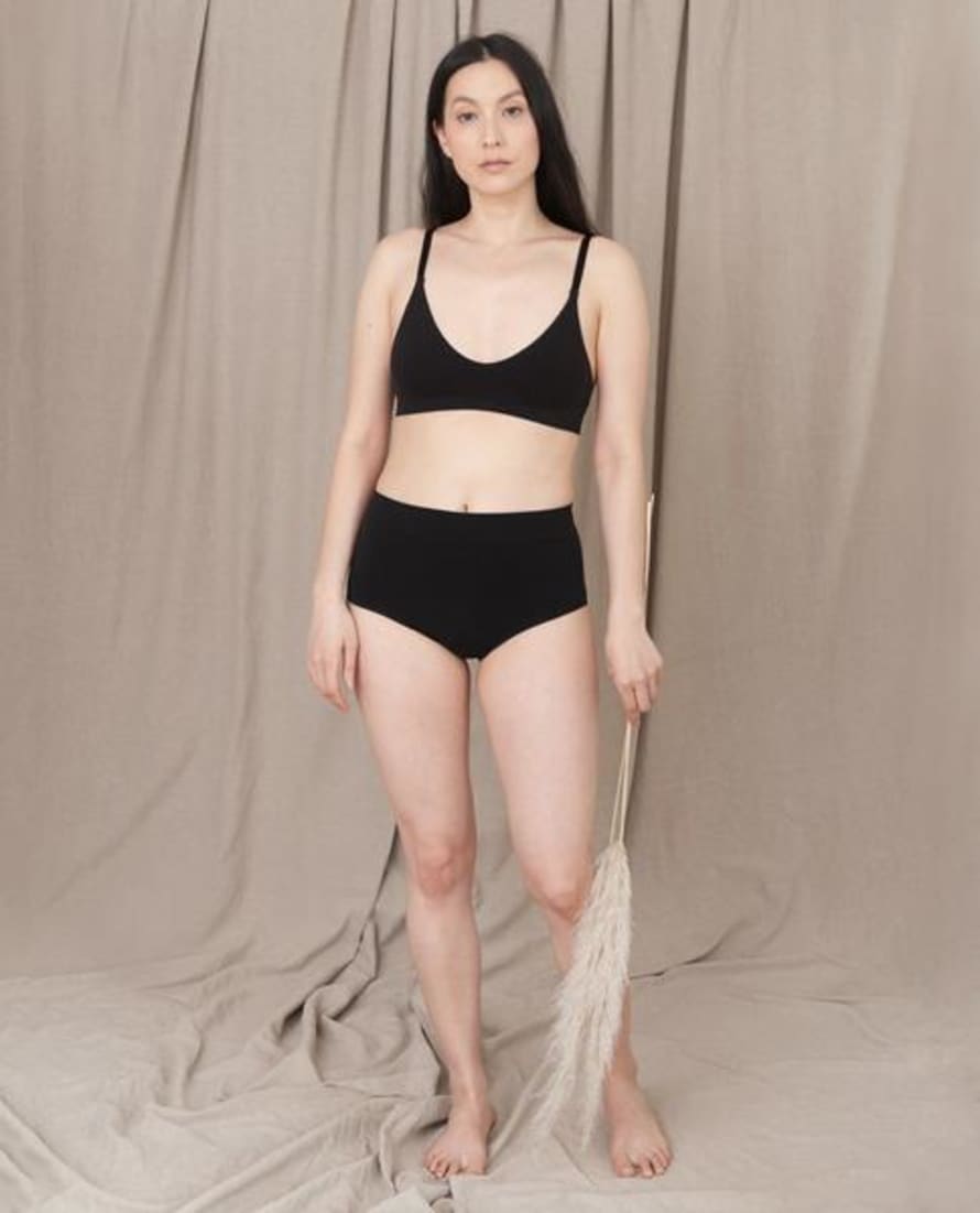 Beaumont Organic Endija Organic Cotton High Waisted Briefs In Black