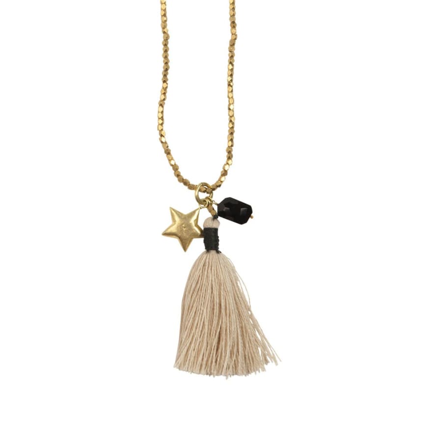 A Beautiful Story Black and Gold Star Onyx Bloom Necklace