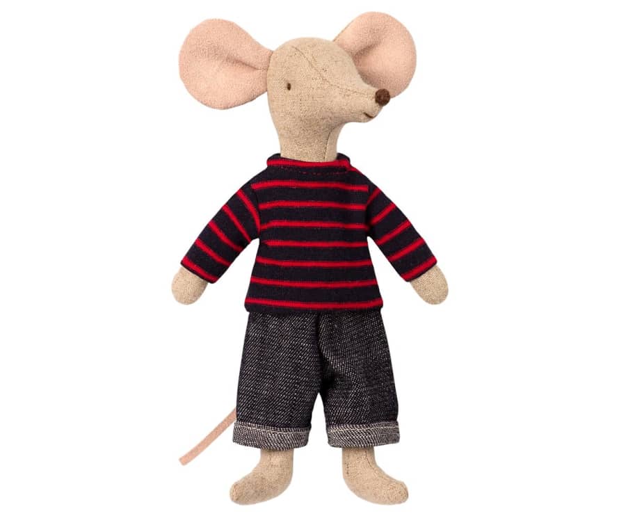 Maileg Dad Mouse in Striped Soft Sweater