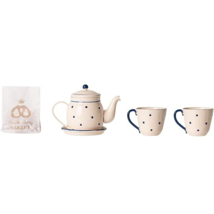 Maileg Set of White Metal Tea and Cookie Service