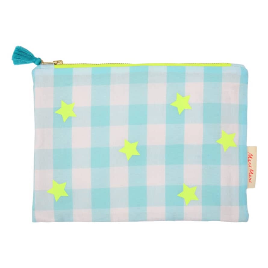 Meri Meri Small Blue Vichy and Stars Clutch