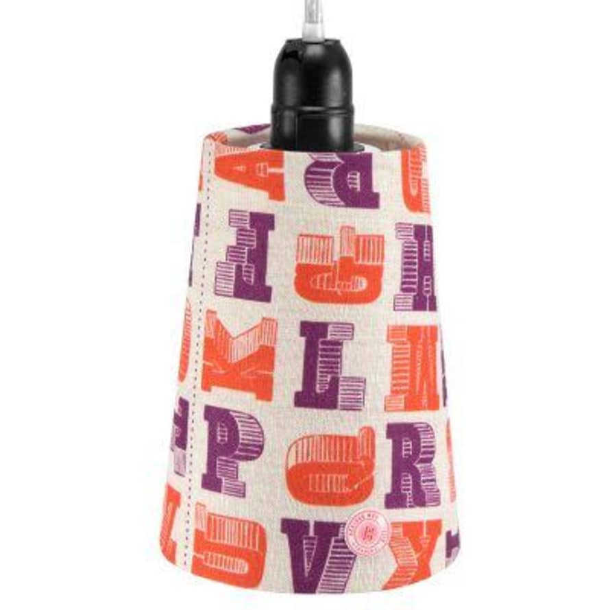 Bonjour Mon Coussin Orange/Purple fabric Lampshade ABC