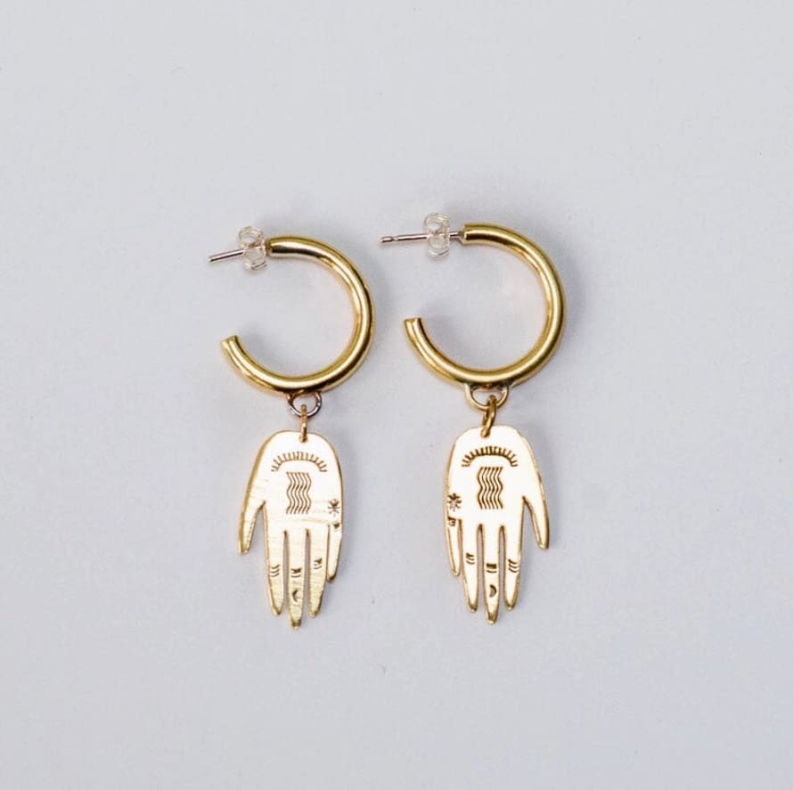 lima-lima Brass Palm Hoops