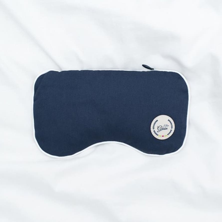 I LOVE GRAIN Eye Pillow Mask with Black Mustard Seeds Navy White