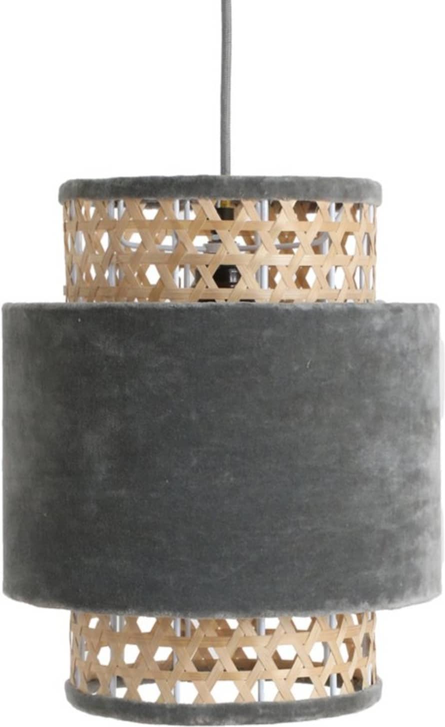 RawMaterials Washed out Blue Grey Velvet Lamp Cylinder 26 x 31 cm