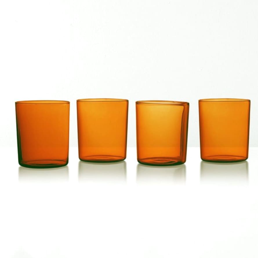 Maison Balzac Set of Four Drinking Glasses Amber