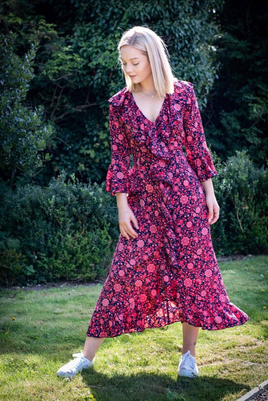 Trouva: Felicity Dress - Pink and Purple Paisley