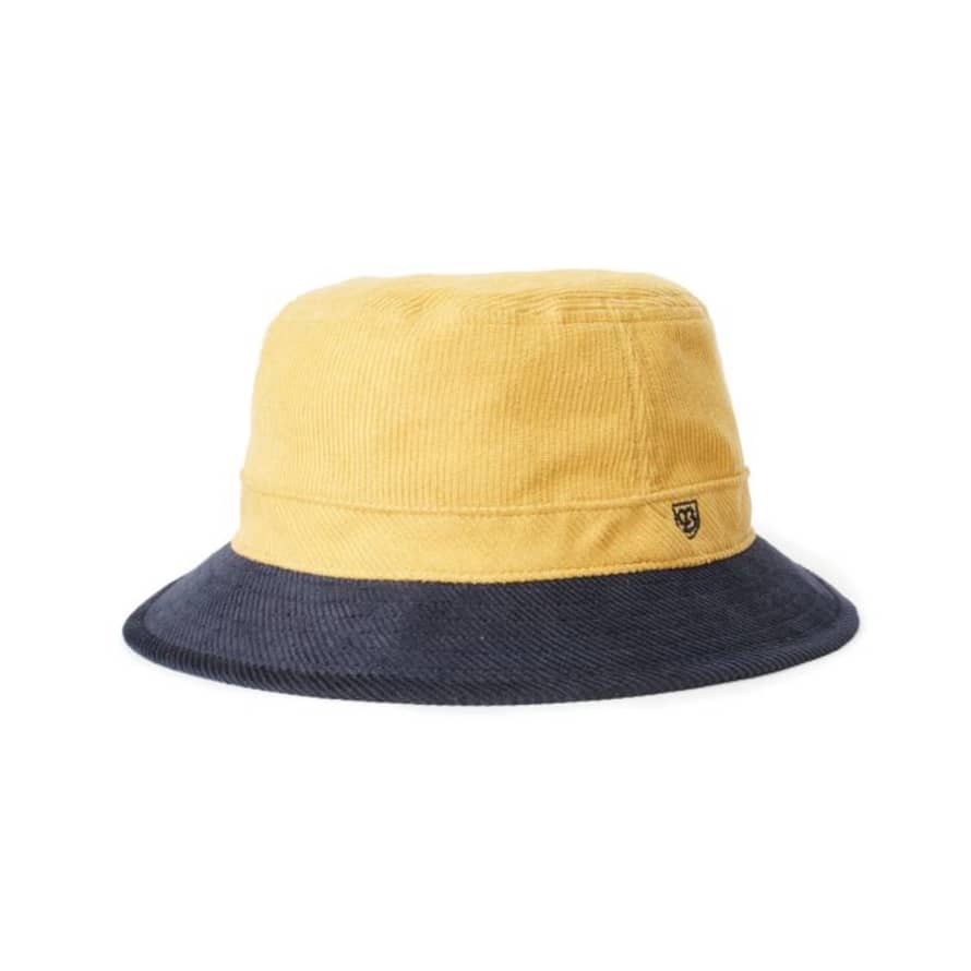 Brixton B Shield Bucket Hat Sunset Yellow Navy