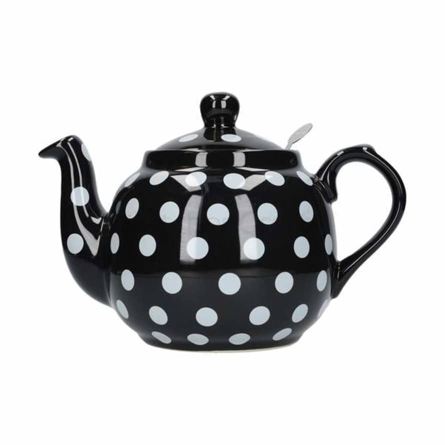 Kitchen Craft London Pottery Farmhouse 4 Cup Teapot Black With White Spots