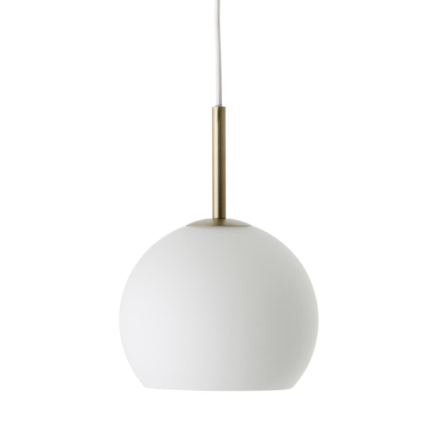 Frandsen Small Opal white glass and brass ball pendant lamp