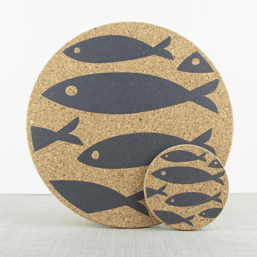 LIGA Liga Cork Fish Placemat Grey Set of 4