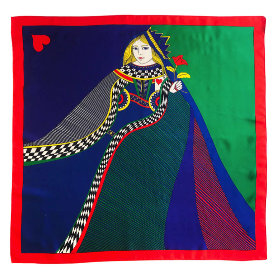 ANNEE Silk Square Scarf Queen of Heart