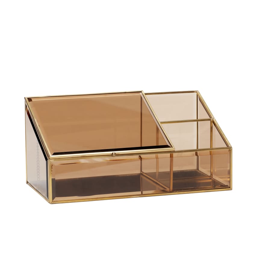 Hubsch Box Brass Glass Brown Inclined