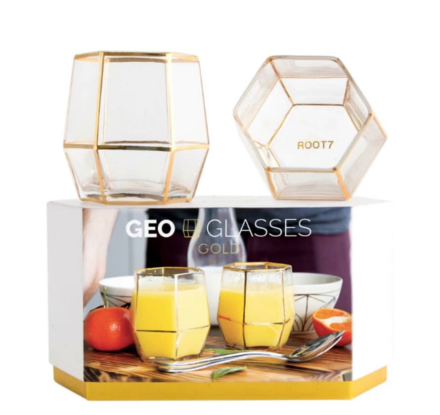 Formahouse Geo Glass Gold Tumblers 2 Pack