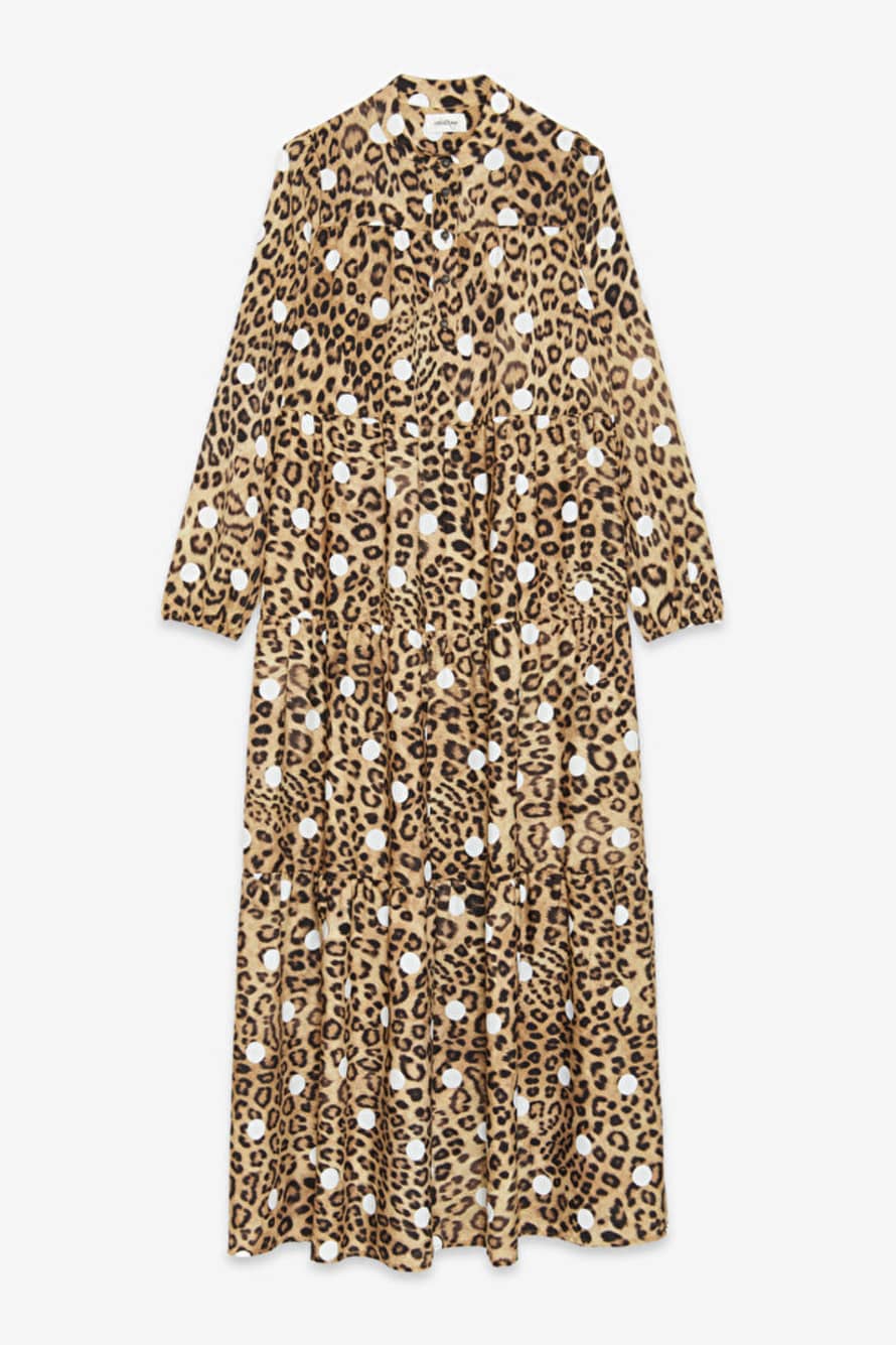 Otto D Ame Animalier and Pois Print Maxi Dress