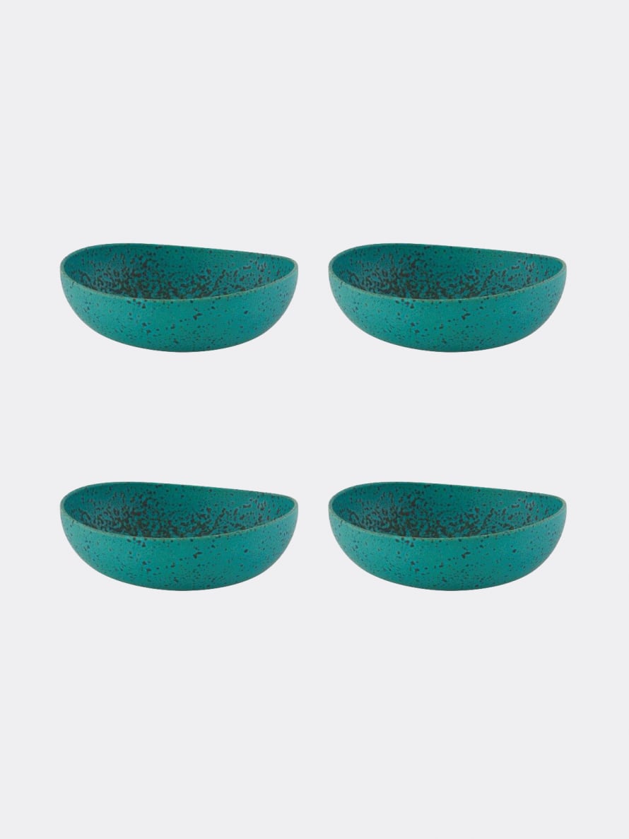 Casa Alegre Blue Green Thick Textured Sauvage Cereal Bowl - Set 4