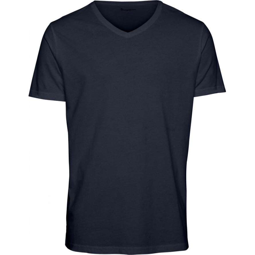 Knowledge Cotton Apparel  Total Eclipse 10523 Alder Basic V-neck Tee