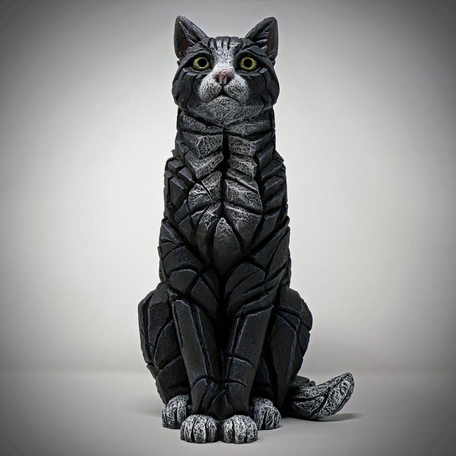 Edge Cat Sitting Black & White Sculpture By Matt Buckley