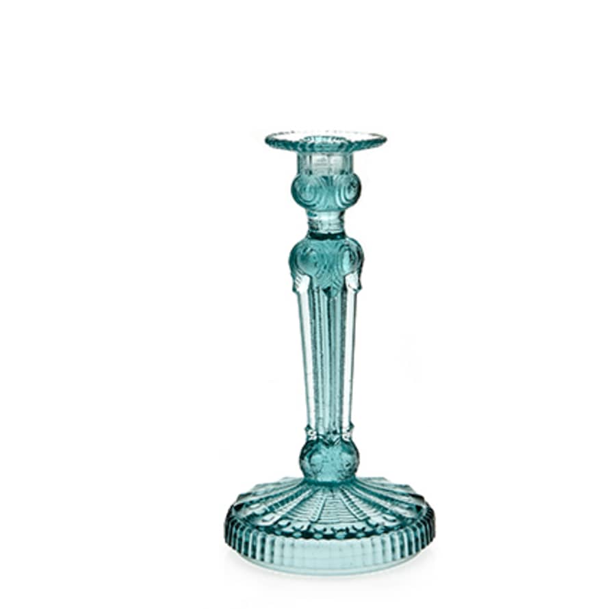 Van Verre Blue Glass Art Deco Candlestick