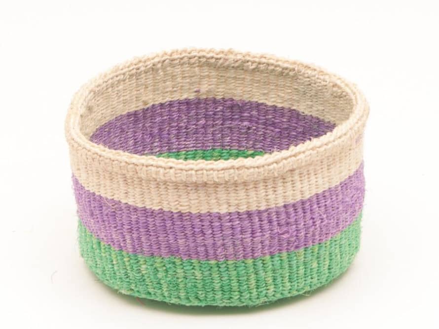 The Basket Room Purple Green & White Hela Woven Basket XSmall