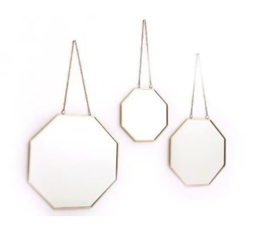 Geometric Hanging Mirrors Set of 3