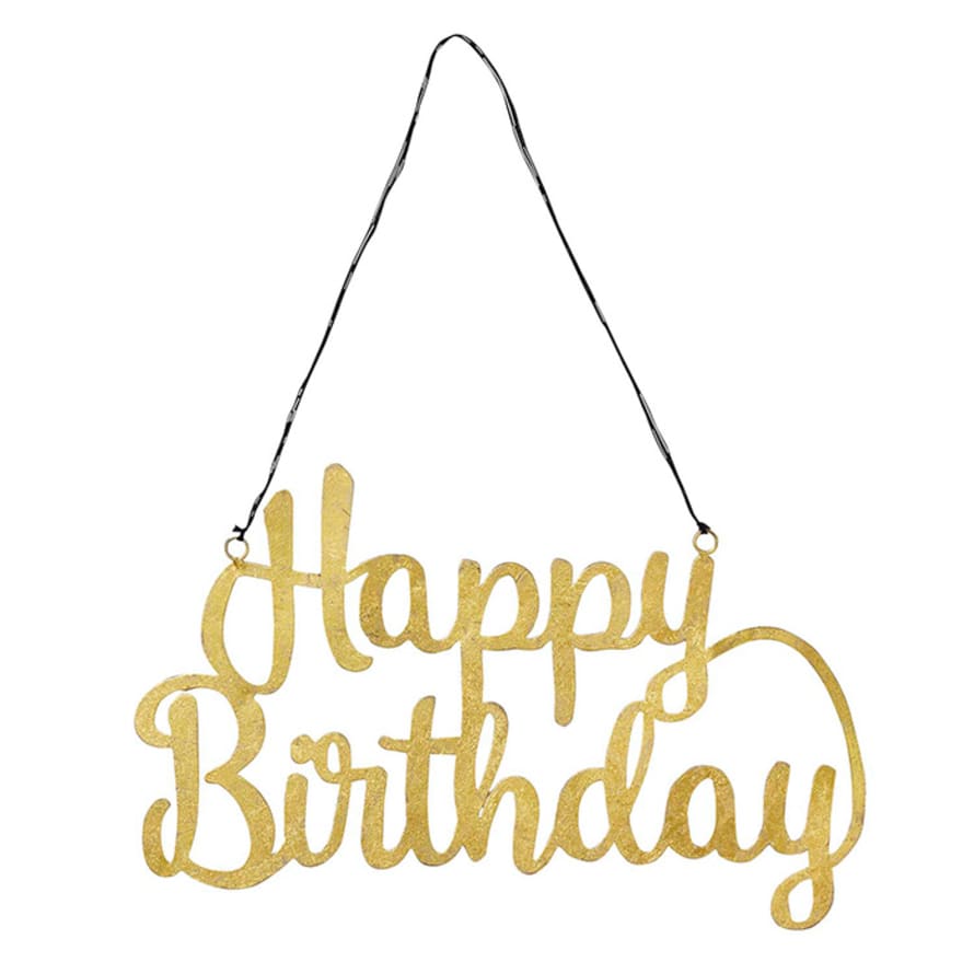 Bungalow DK Golden Happy Birthday Hanging Sign