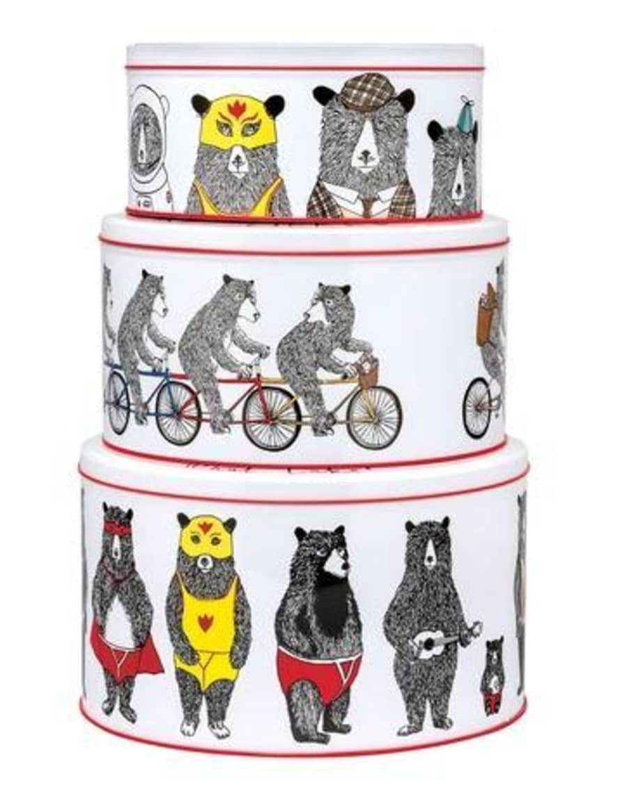 Elite Gift Boxes Jimbob Art Bears Set Of 3 Round Cake Tins