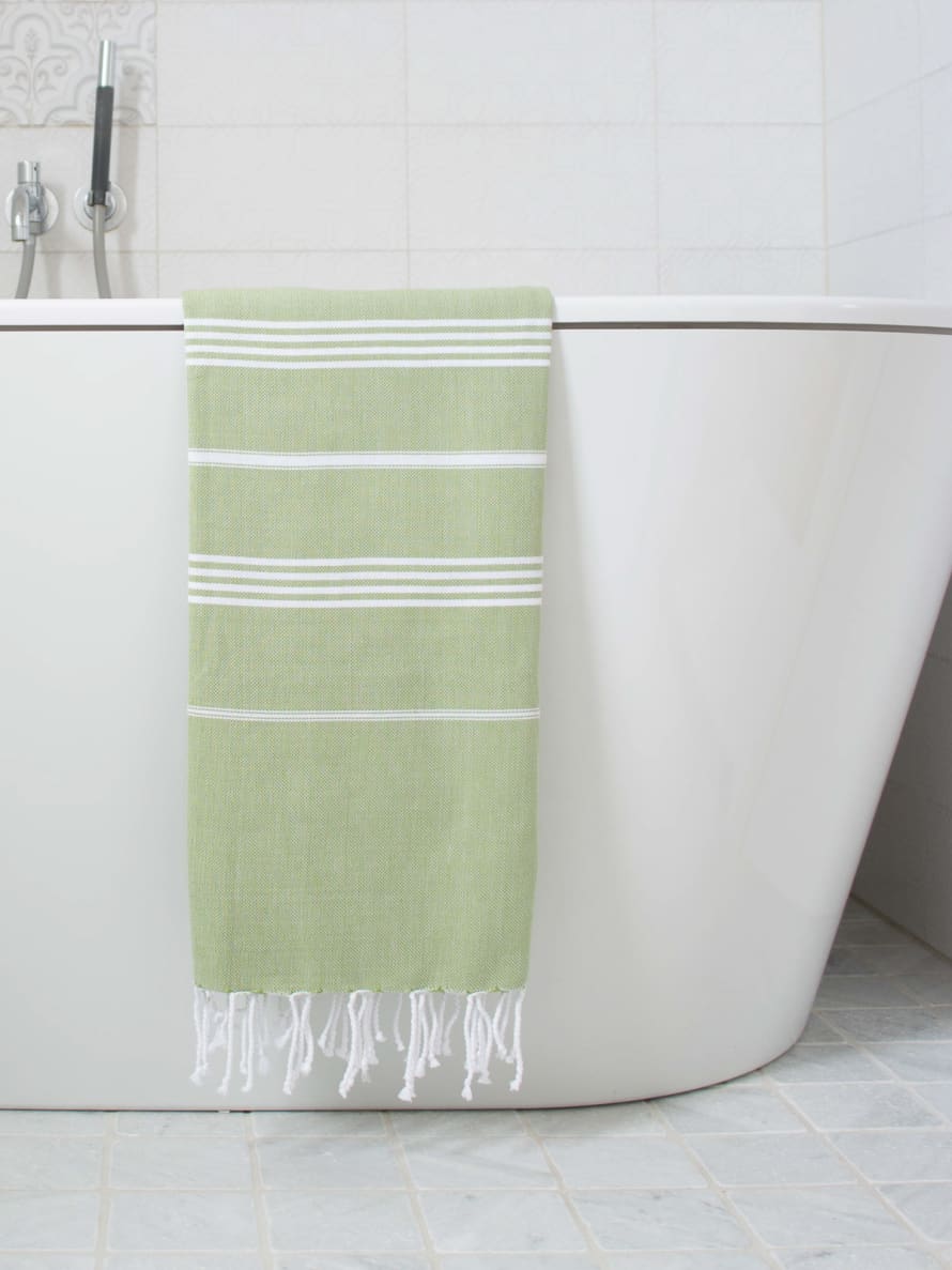 Ottomania Moss Green and White Hammam Towel