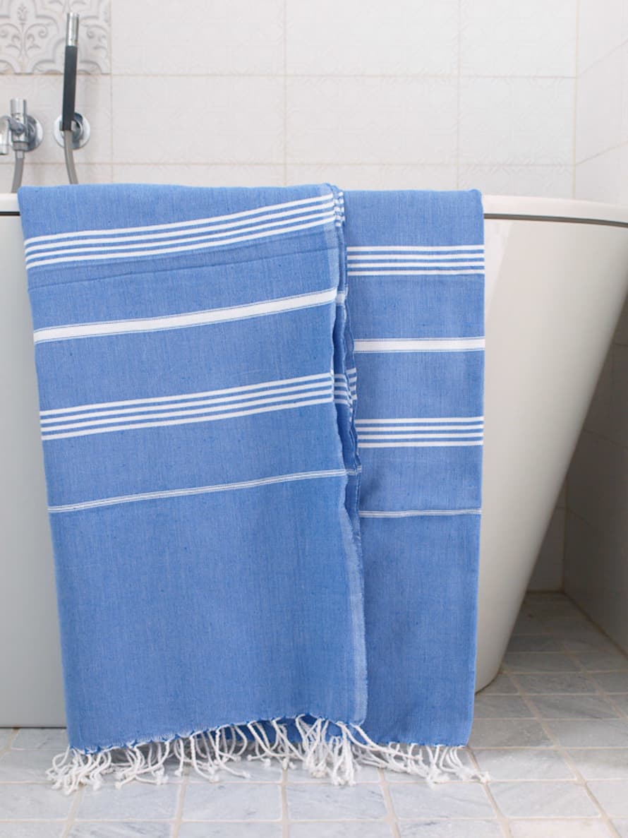 Ottomania 220cm Greek Blue and White Hammam Towel