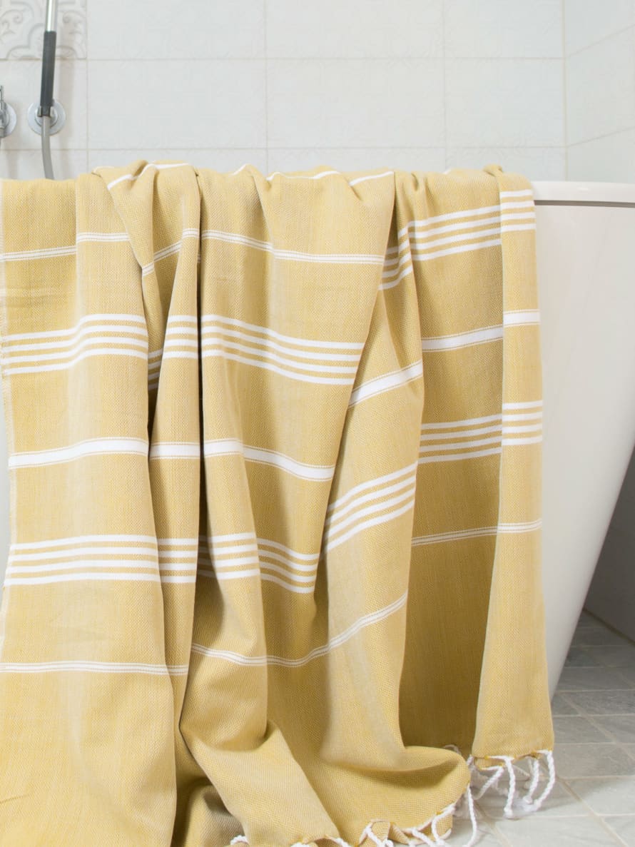 Ottomania 220cm Mustard and White Hammam Towel