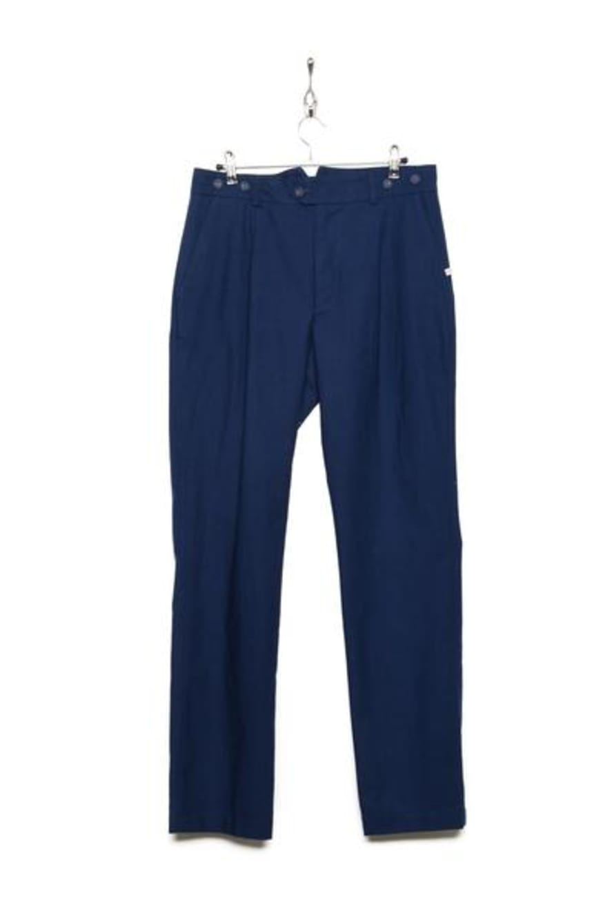 Frank Leder  Pleated Slim Trouser Baltic Blue Dyed