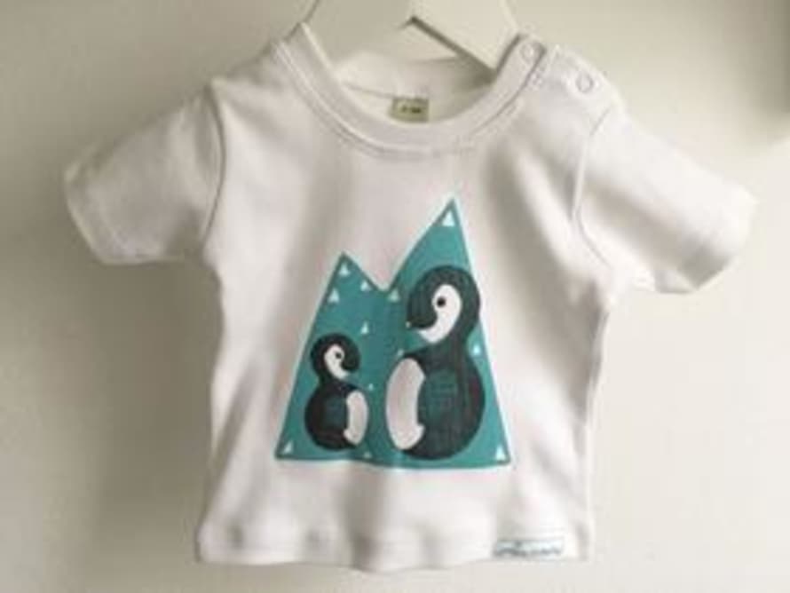 Loretta Cosima White Penguin Printed Baby T Shirt