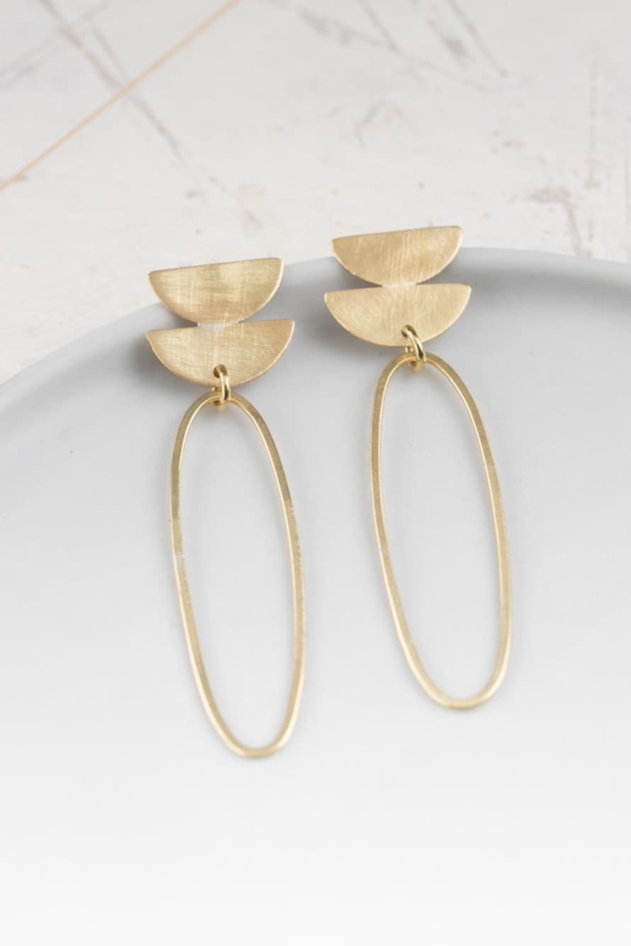 Clare Elizabeth Kilgour Oval Double D Brass Statement Earrings