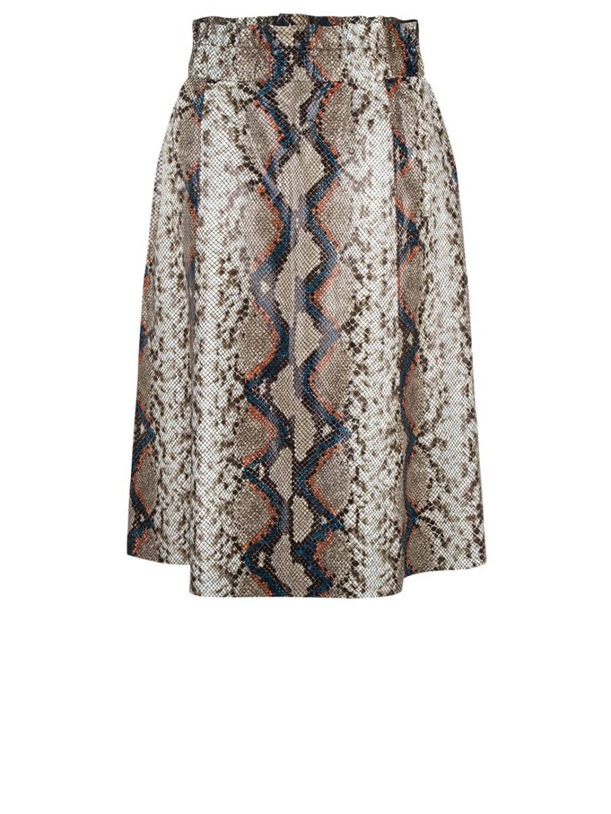 Dante6 Temari Snake Print Skirt in Chocolate