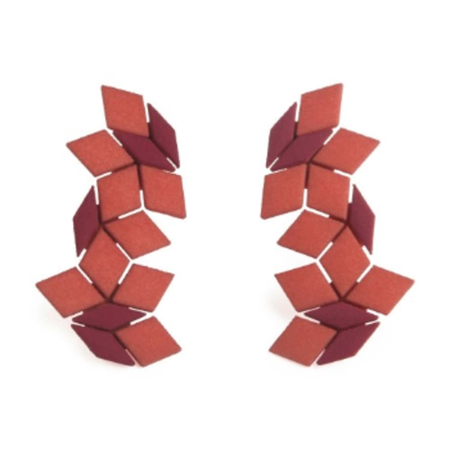 Maison 203 3D printed Burgundy and Rose Gold No 5 Metallic Bicolor Penrose Earrings