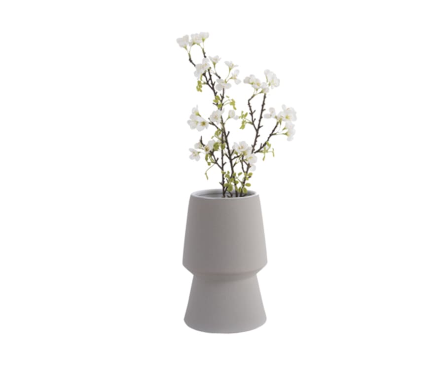 Present Time Grey Cast Edged Ceramic Vase