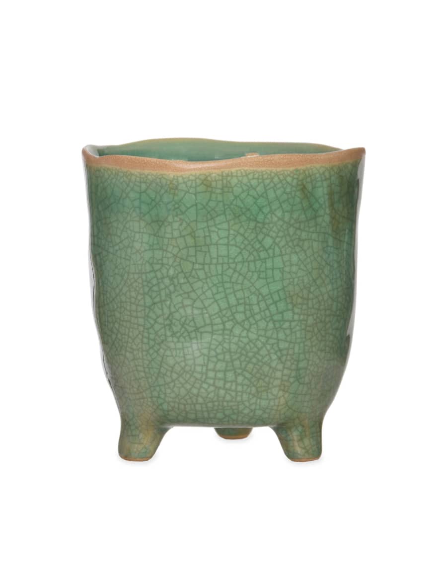 Garden Trading Large Foliage Green Ceramic Positano Pot