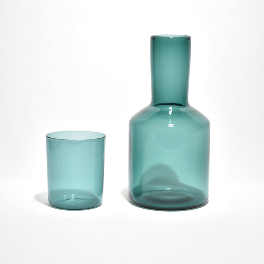 Maison Balzac Teal Carafe and Glass Set